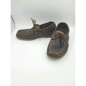 Sperry Top Sider Dark Brown 2-Eye Leather 0764027 Boat WIDE Shoes Men’s Size 7.5